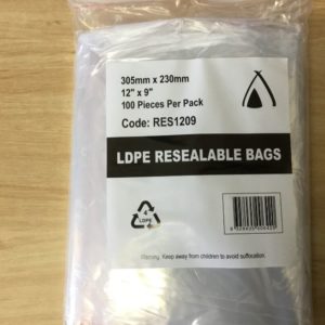 LDPE Resealable Bags 12″ x 9″