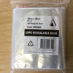 LDPE Resealable Bags 9″ x 6″