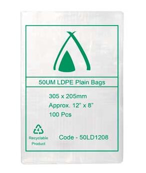 LDPE Bags 12×8″ 305x205mm 50UM (100 Bags)