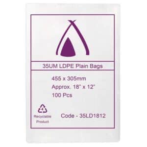 LDPE Bags 18×12″ 455x305mm 35UM (100 Bags)