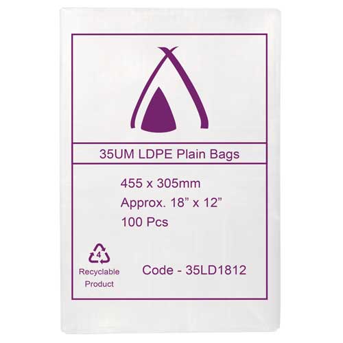 LDPE Bags 18×12″ 455x305mm 35UM (100 Bags)