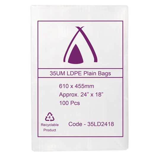 LDPE Bags 24×18″ 610x450mm 35UM (100 Bags)