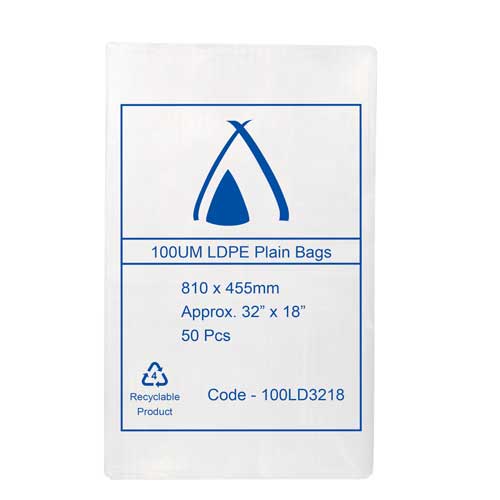 LDPE Bags 32×18″ 810x455mm 100UM (50 Bags)